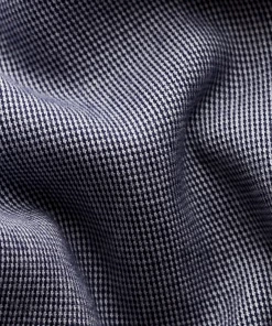 Off The Water Eton Navy Houndstooth Cotton Tencel Flannel-Slim Fit Button Down Collar