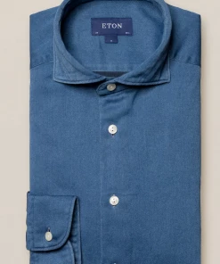 Eton Blue Satin Indigo Slim Fit