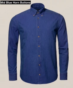 Off The Water Eton Lightweight Blue Denim Shirt -Button Down