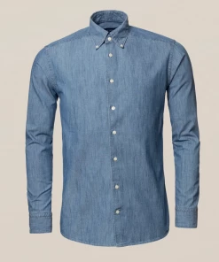 Eton Off The Water Garment Washed Light Blue Denim Shirt