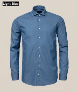 Eton Blue Denim Shirt Full Cut Away Collar