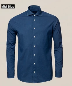 Eton Blue Denim Shirt Full Cut Away Collar