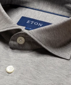 Eton Knitted Long Sleeve Jersey Shirt Slim Fit