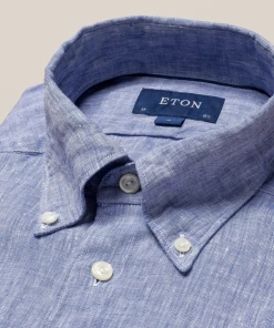 Eton Blue Linen Button Down