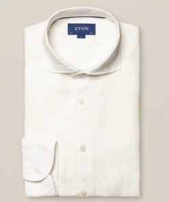 Off The Water Eton White Linen Casual Shirt
