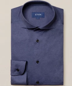 Eton Blue Long Sleeve Jersey Shirt