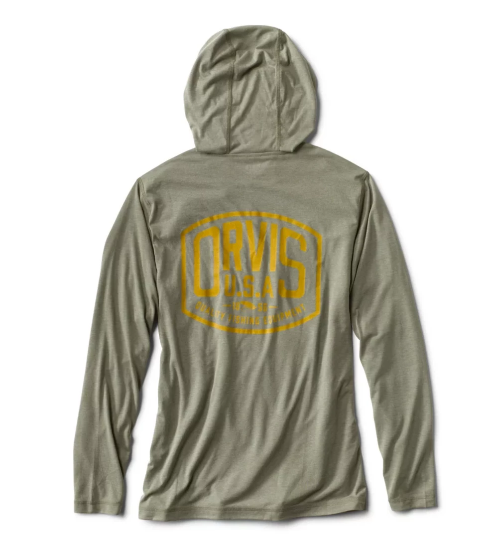 Orvis Off The Water Logo Drirelease Hoodie In Moss Green 1 Orvis Off The Water Logo Drirelease Hoodie In Moss Green