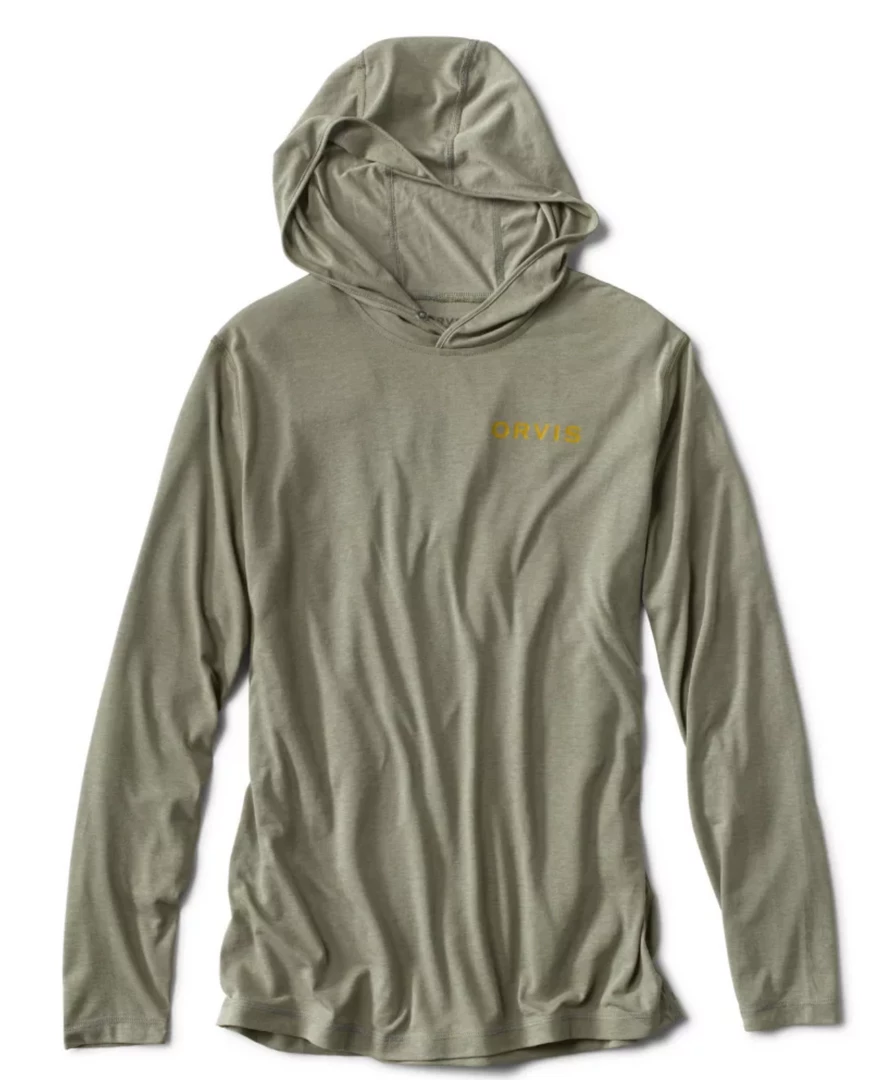 Orvis Off The Water Logo Drirelease Hoodie In Moss Green 2 Orvis Off The Water Logo Drirelease Hoodie In Moss Green