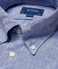 Eton Blue Linen Button Down