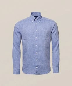 Eton Blue Linen Button Down